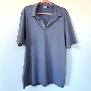 Kjus Soren Navy Blue & Gray Stripe Men’s Short Sleeve Golf Polo Extra Large